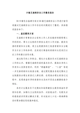 乡镇艾滋病防治工作整改报告.docx