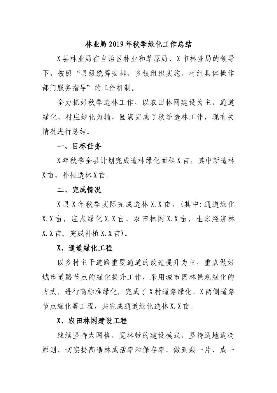 林业局2019年秋季绿化工作总结.docx_第1页