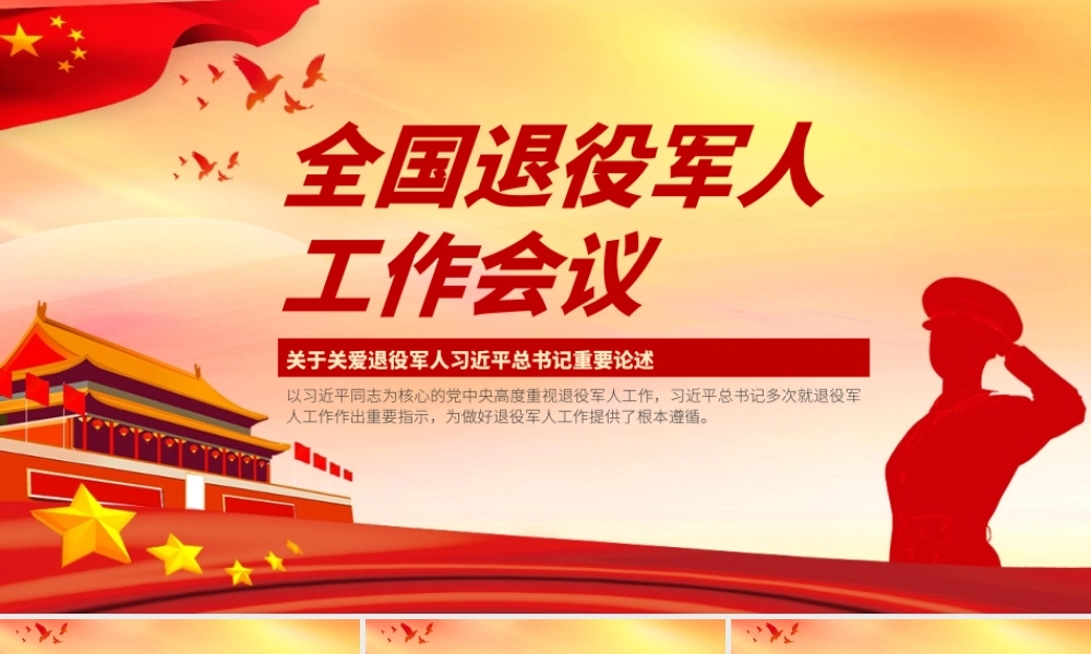 红色系退役军人工作会议政策学习PPT模板.pptx