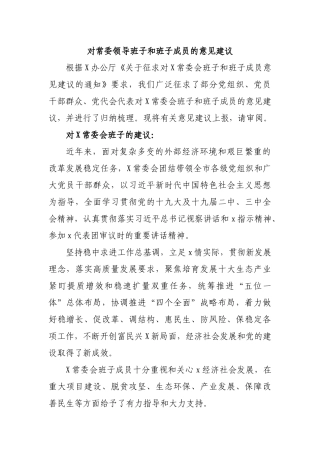 对常委领导班子和班子成员的意见建议.docx