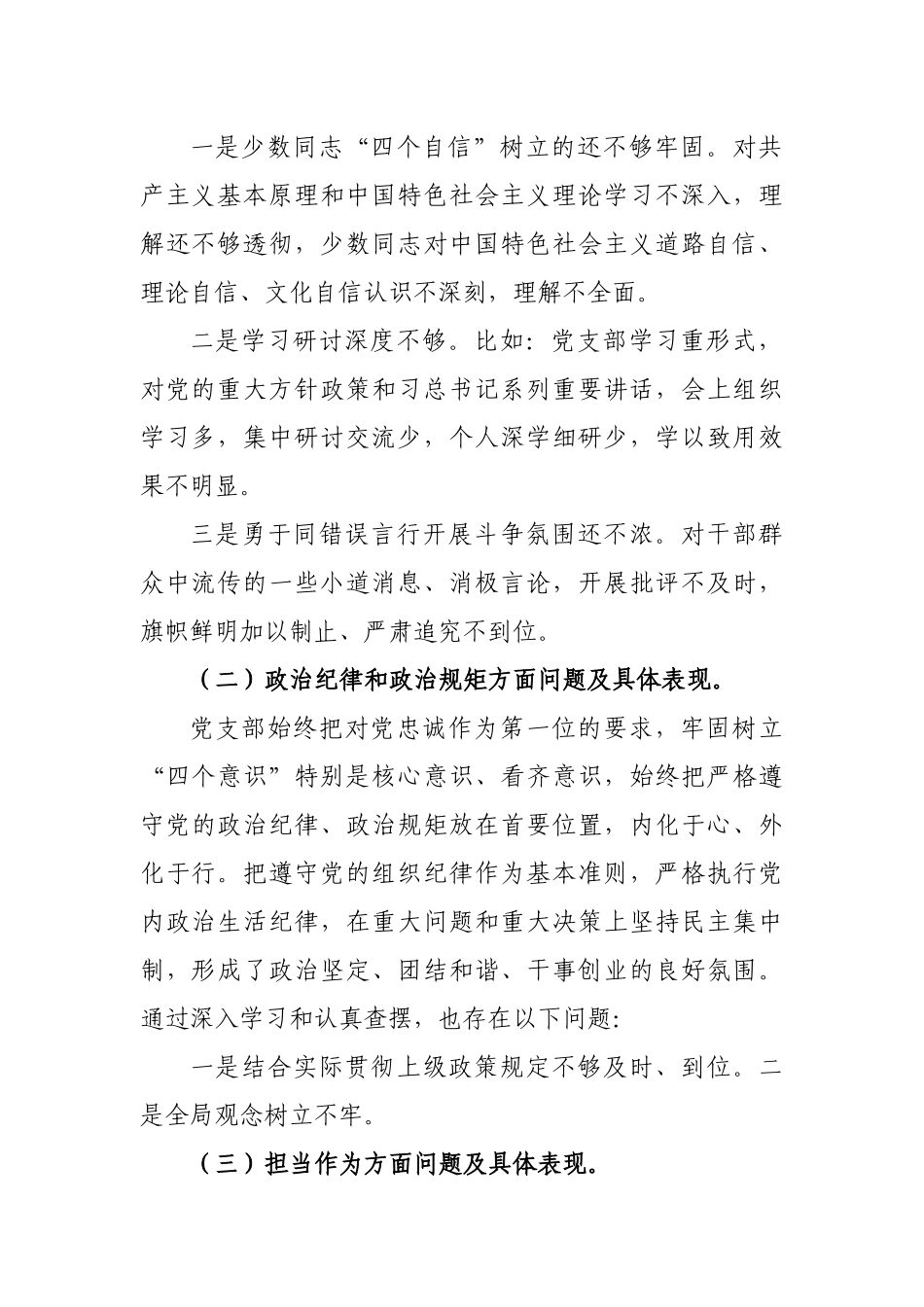 公司党支部班子专题生活会剖析材料.docx_第2页