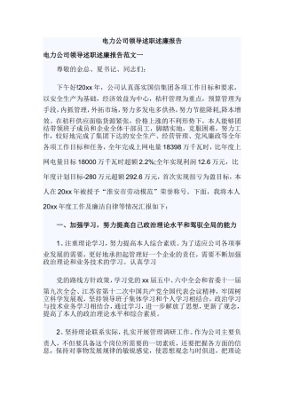 电力公司领导述职述廉报告.doc