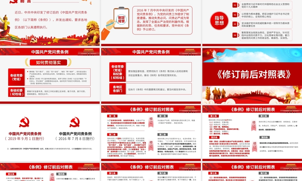 2019年红色大气中国共产党问责条例3党政党建党课PPT模板.pptx
