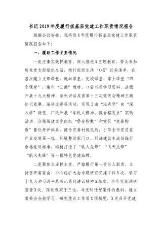 书记2019年度履行抓基层党建工作职责情况报告.docx