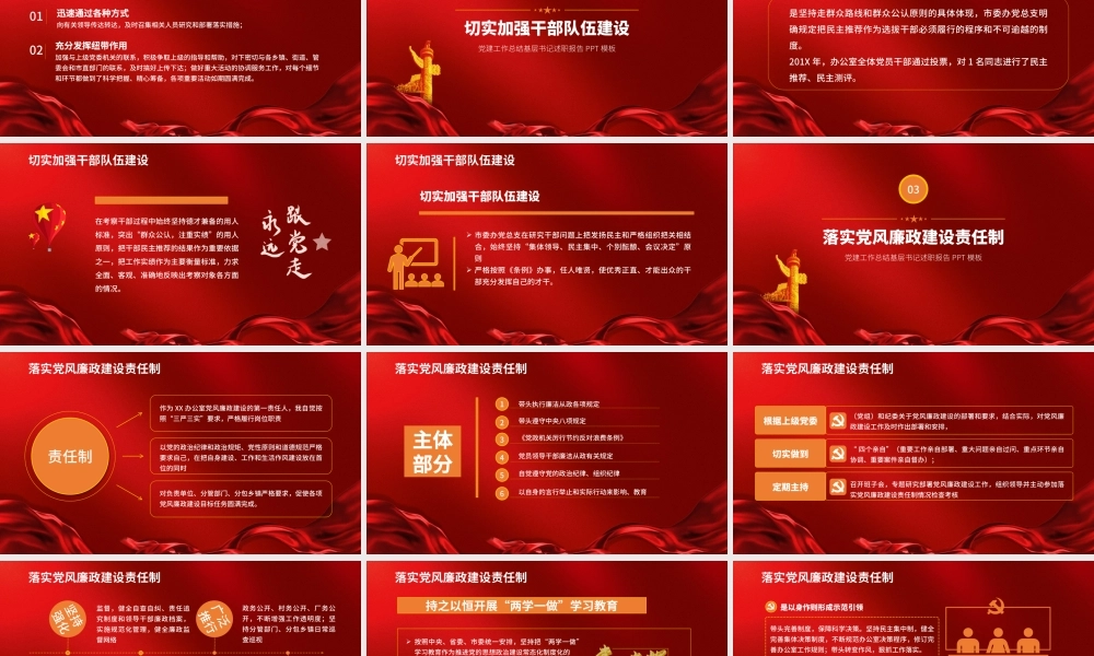 党建工作总结基层书记述职报告PPT模板.pptx