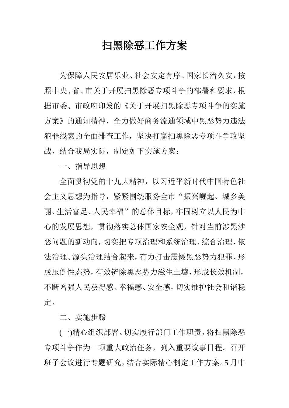 某局扫黑除恶工作方案.doc_第1页