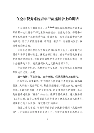 在全市税务系统青年干部座谈会上的讲话.doc