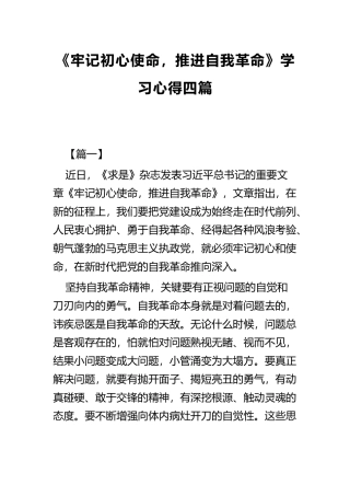 《牢记初心使命推进自我革命》学习心得四篇.docx