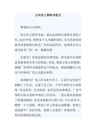 公司员工辞职书范文.doc