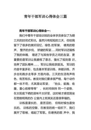 青年干部军训心得体会三篇.docx