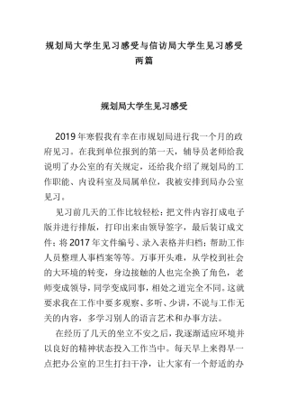 规划局大学生见习感受与信访局大学生见习感受两篇.doc