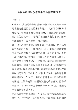 讲政治敢担当改作风学习心得有感5篇.doc