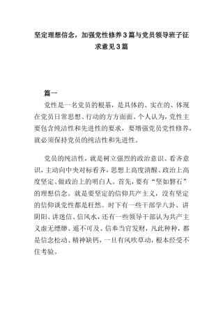 坚定理想信念加强党性修养3篇与党员领导班子征求意见3篇.doc