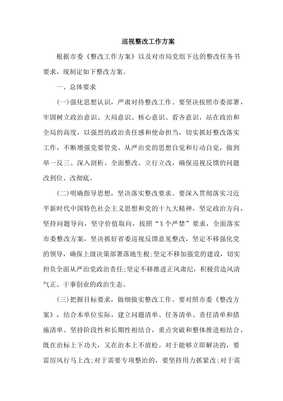 巡视整改工作方案.docx_第1页