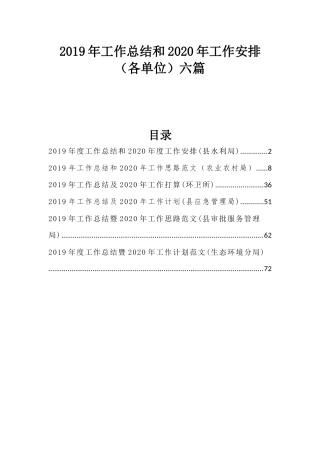2019年工作总结和2020年工作安排（各单位）六篇.docx