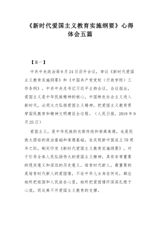 《新时代爱国主义教育实施纲要》心得体会五篇.docx
