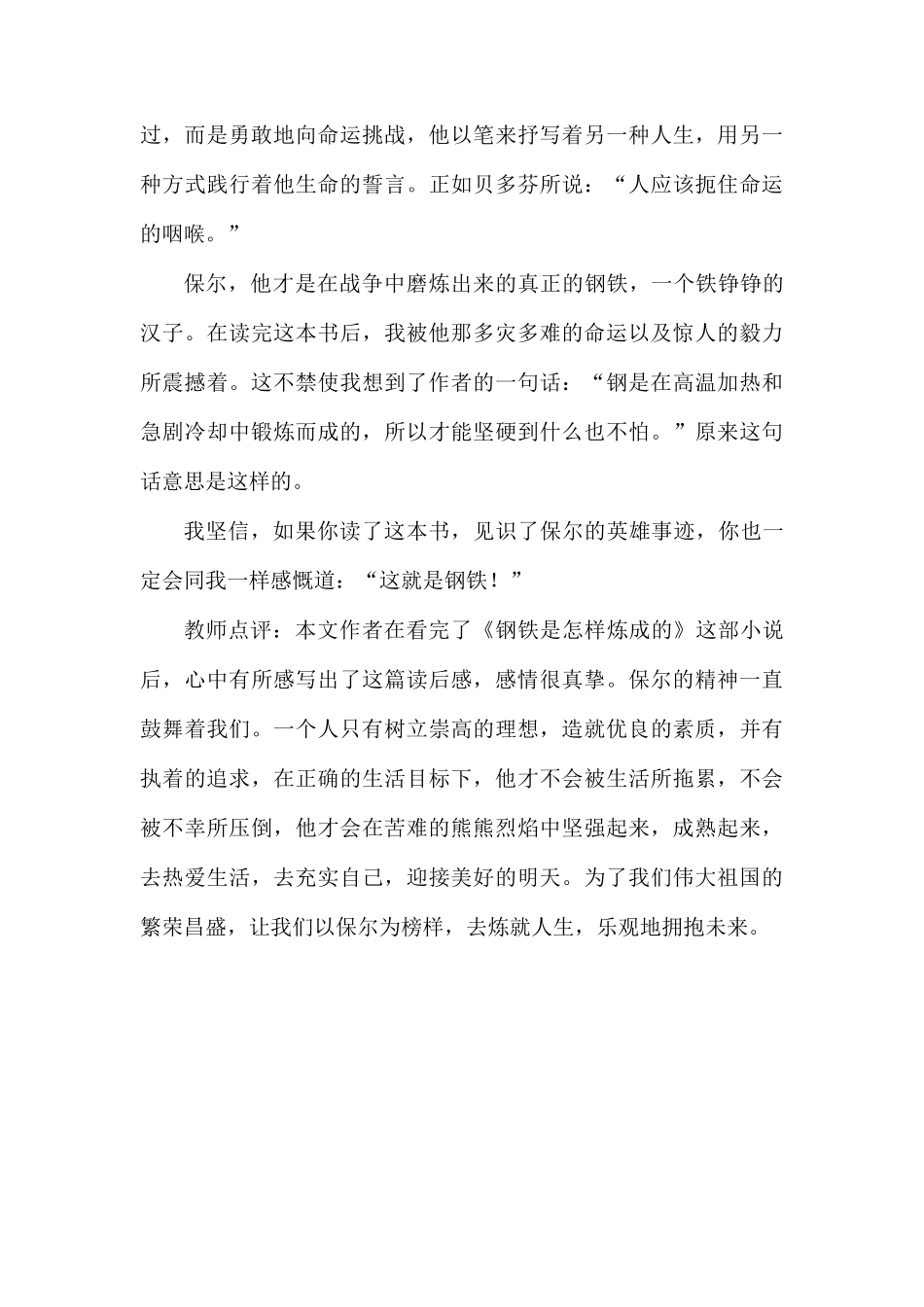 读《钢铁是怎样炼成的》有感：保尔精神激励我前进.docx_第2页