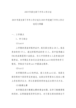 2019年团支部下半年工作计划.doc