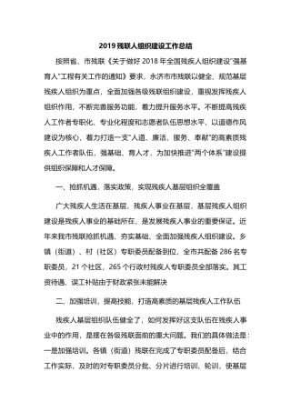 2019残联人组织建设工作总结.docx