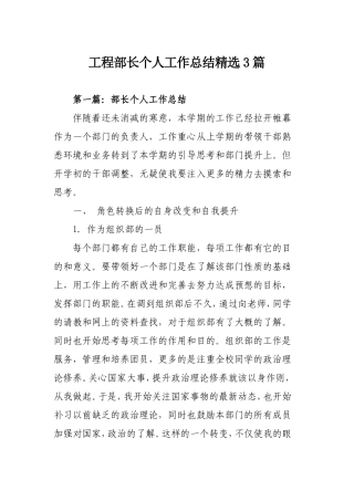 工程部长个人工作总结精选3篇.doc