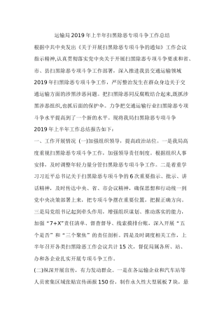 运输局2019年上半年扫黑除恶专项斗争工作总结.docx