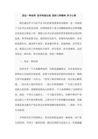 坚定一种信仰 坚守两条红线 坚持三种精神.docx