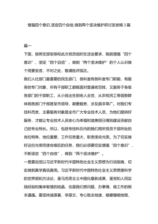 增强四个意识,坚定四个自信,做到两个坚决维护研讨发言稿3篇.docx
