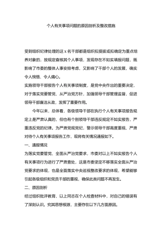 个人有关事项问题的原因剖析及整改措施.docx