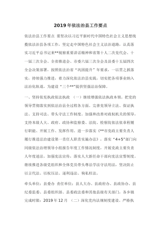 2019年依法治县工作要点.docx
