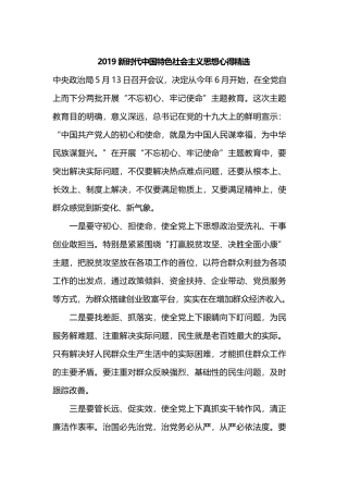 2019新时代中国特色社会主义思想心得精选.docx