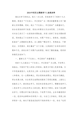 2019年党员主题教育个人检视材料.docx