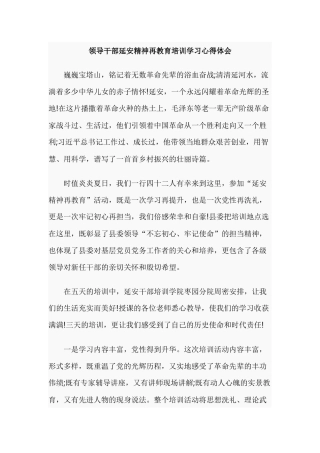 领导干部延安精神再教育培训学习心得体会.docx