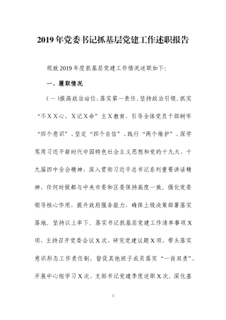 2019年党委书记抓党建述职报告之二.doc