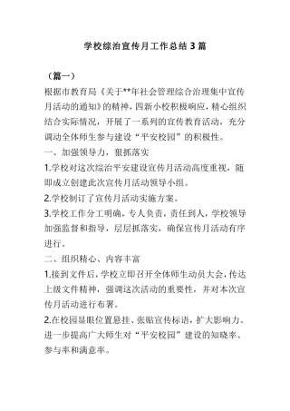 学校综治宣传月工作总结3篇.doc
