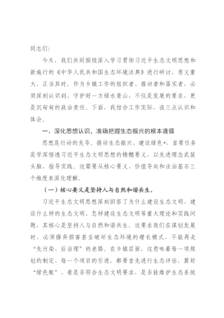 ×党委书记关于×年深入践行“两山”理念依法推动生态振兴的研讨发言材料.docx