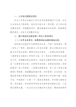 ×教×党组书记、局长×年度履行推进法治建设第一责任人职责情况报告.docx