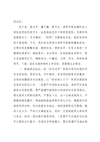 ×年清明节前集体廉政谈话提纲.docx