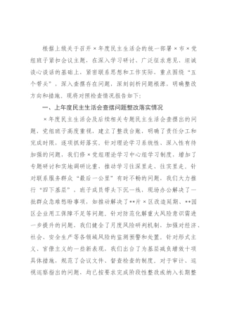 政府党组班子2026年度民主生活会对照检查材料.docx