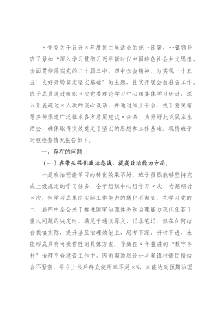 镇领导班子2026年度民主生活会对照检查材料(带案例)_.docx