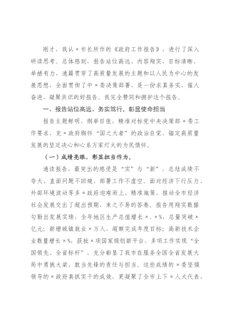 在政府工作报告时的发言提纲.docx