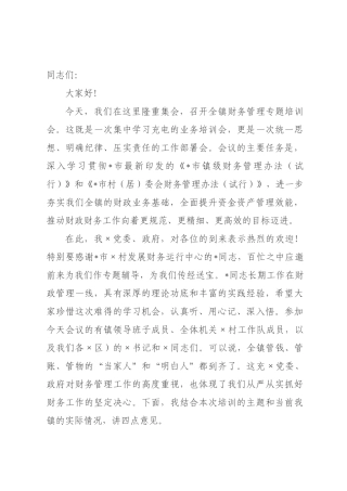 在全镇2026年财务管理专题培训会上的讲话.docx