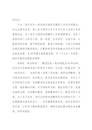 在2026年委巡视反馈意见整改工作动员部署会上的讲话.docx