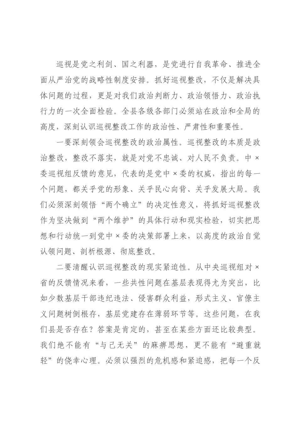 在2026年全县巡视整改工作专题会议上的讲话.docx_第2页