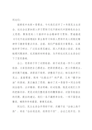 在2026年民主生活会上的总结讲话.docx
