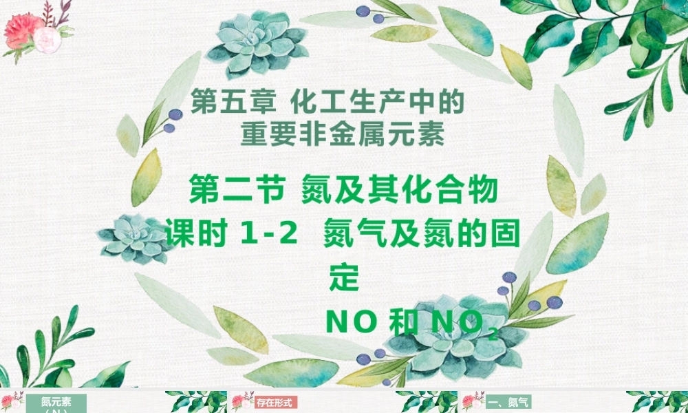 5.2.1  氮气与氮的固定- 高一化学同步课堂精品课件（人教版2019必修第二册）.pptx