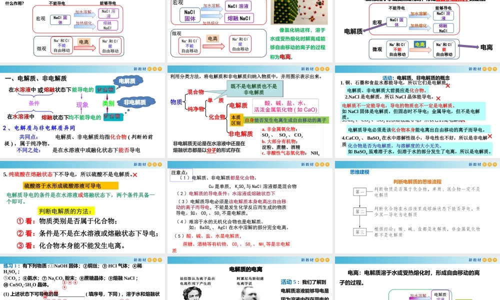 1.2.1 电解质及其电离（教学课件）- 高一化学同步教学课堂（人教版2019必修第一册）.pptx