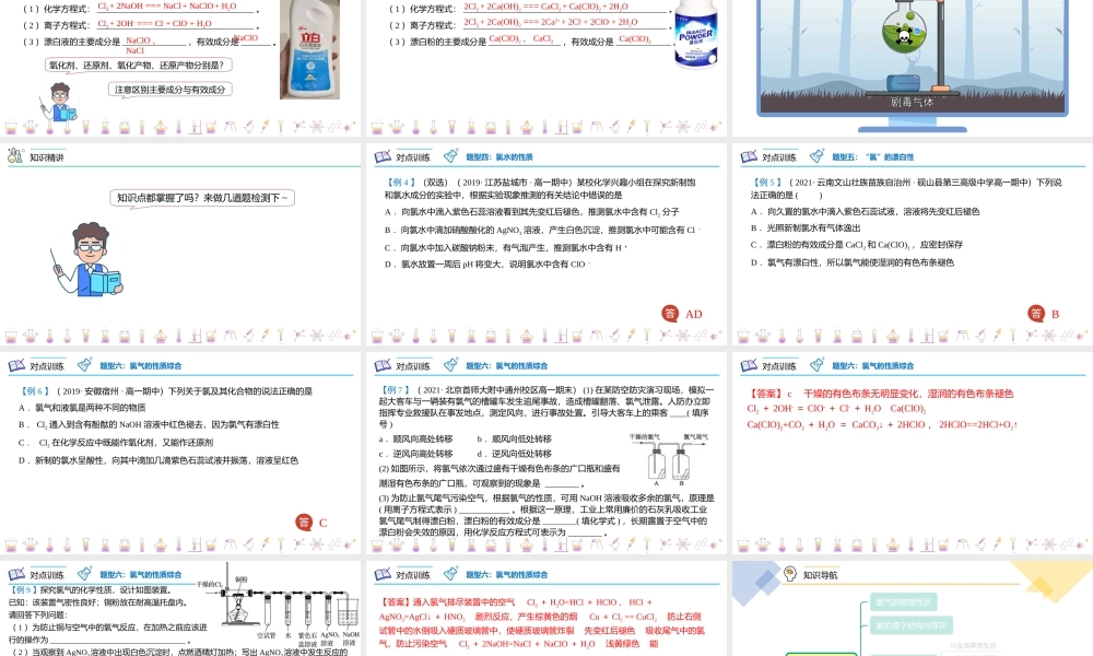 第13讲 氯气的性质（下）（PPT课件）-【帮课堂】2021-2022学年高一化学必修第一册同步精品讲义（人教版2019）.pptx