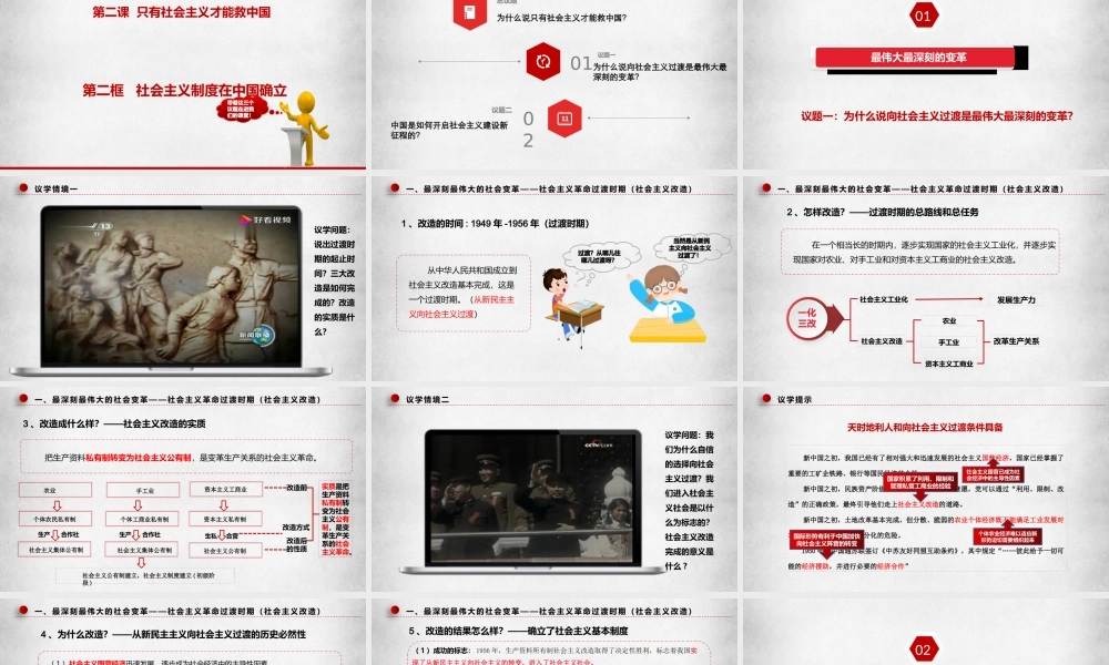 2.2社会主义制度在中国确立（课件＋视频）-【名师备课帮】2022-2023学年高一政治上学期议题式教学模范课件＋教学设计＋课时训练（统编版必修1）.pptx