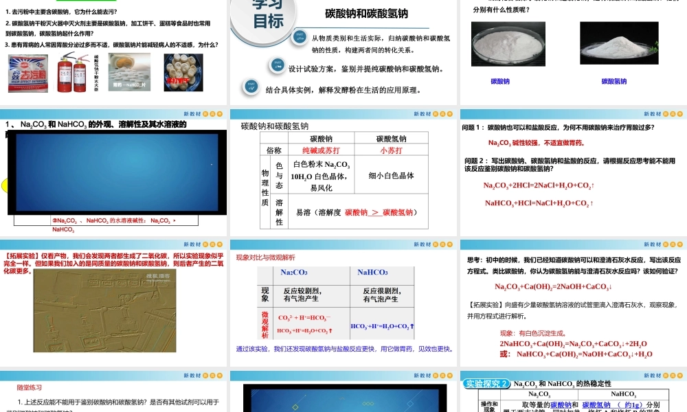 2.1.3 碳酸钠和碳酸氢钠（教学课件）- 高一化学同步教学课堂（人教版2019必修第一册）.pptx