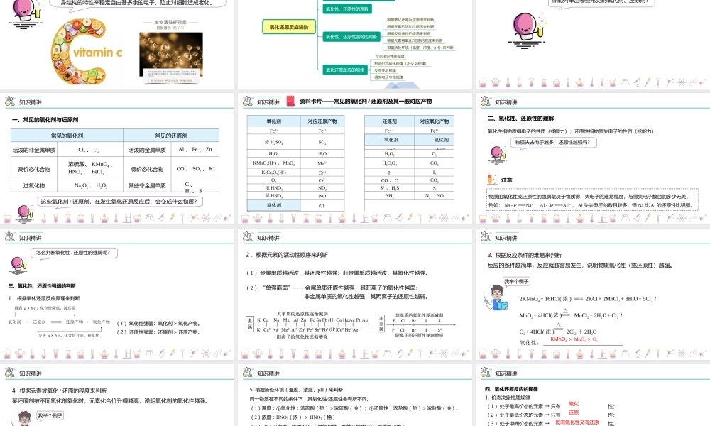 第07讲 常见的氧化剂与还原剂、氧化还原规律（PPT课件）-【帮课堂】2021-2022学年高一化学必修第一册精品讲义（人教版2019）.pptx